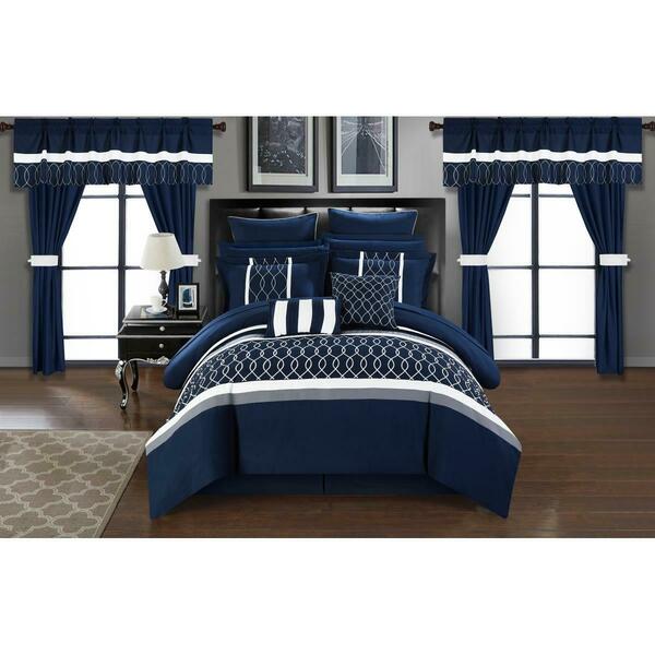 Luxury Bedding Dinah Navy Comforter Set, Queen CS2887-US